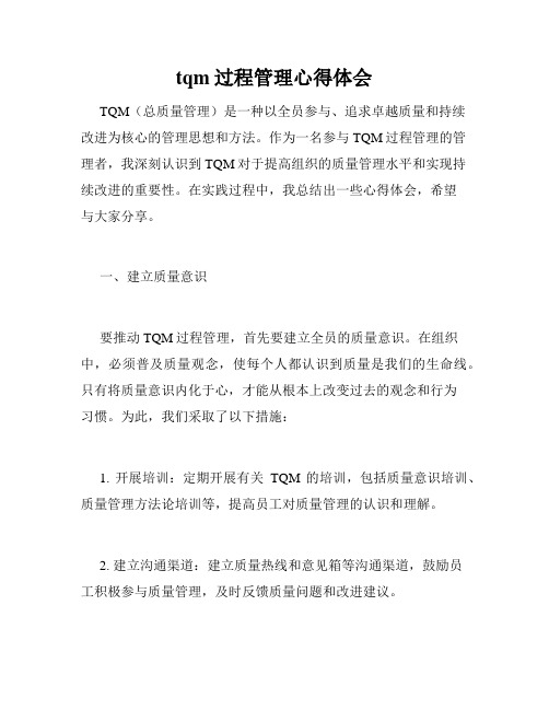 tqm过程管理心得体会