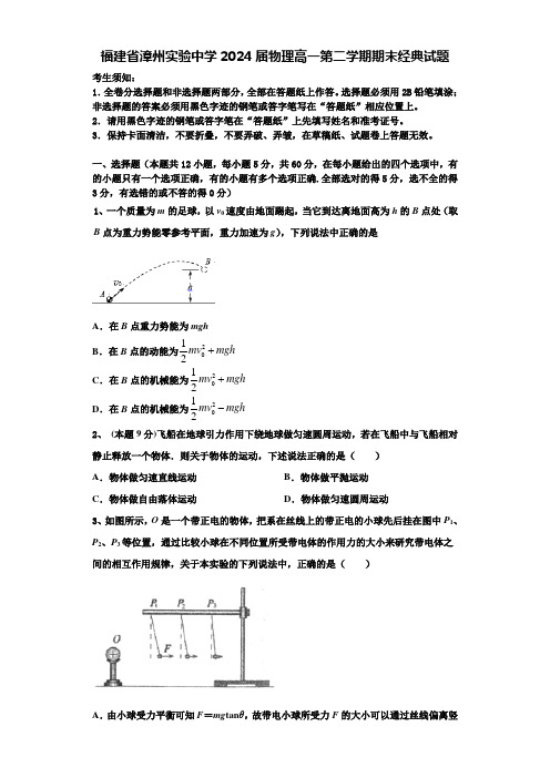 福建省漳州实验中学2024届物理高一第二学期期末经典试题含解析