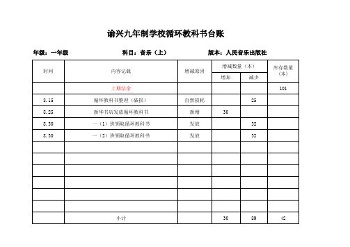 谕兴九年制循环教科书台账(分上下册)音乐+美术