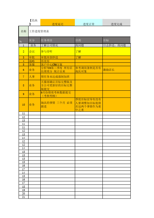 工作进度管理表-Excel甘特图