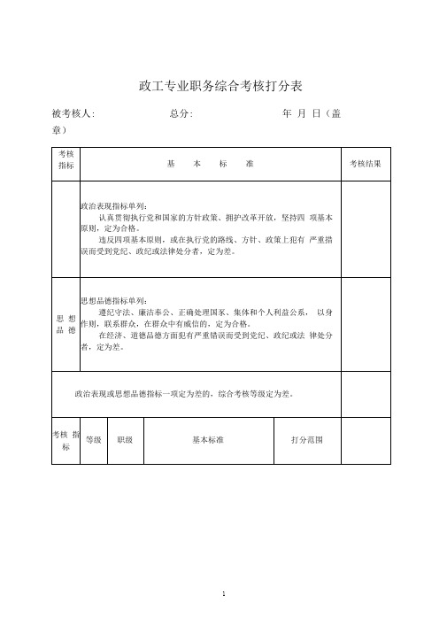 政工考核打分表