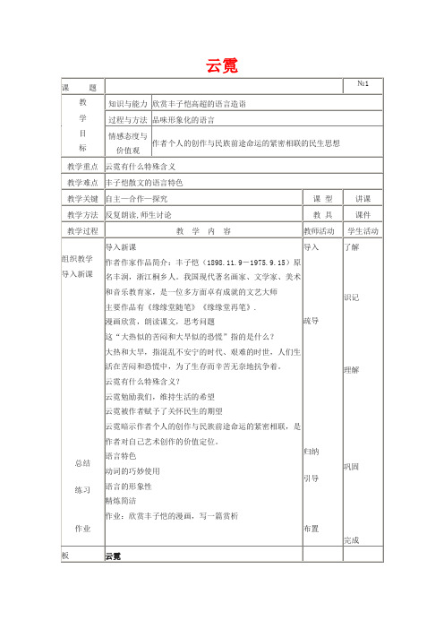 高中语文《云霓》教案1 新人教版选修《中国现代诗歌散文欣赏》-新人教版高二选修语文教案