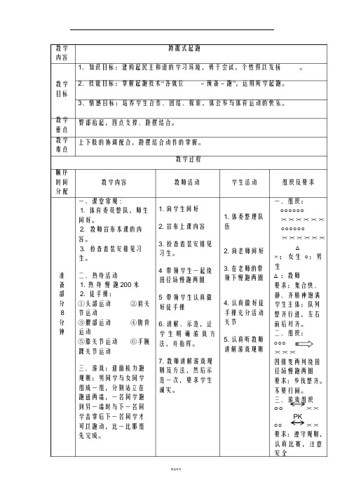 蹲踞式起跑教案