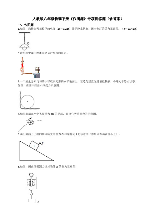 人教版八年级物理下册《作图题》专项训练题(含答案)