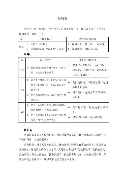 部编版(统编)小学语文二年级下册 第二单元写话范文