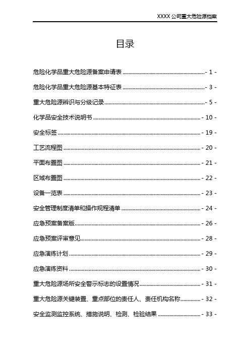 危险化学品重大危险源档案