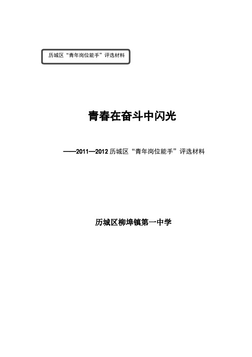 历城区青年岗位能手评选材料1份