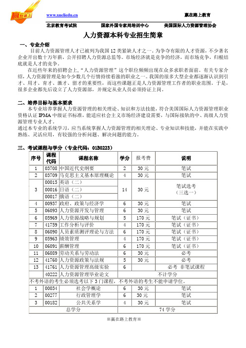 人力资源管理招生简章