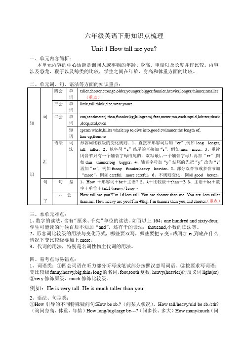 (完整版)人教版六年级英语下册知识点梳理