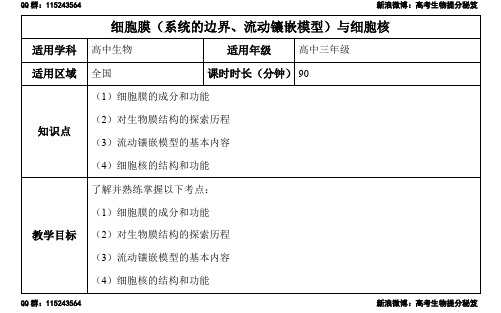 一轮基础精讲-04讲-细胞膜(系统的边界、流动镶嵌模型)与细胞核