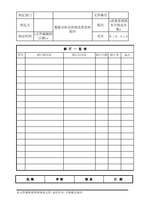 数据分析及持续改善管理程序