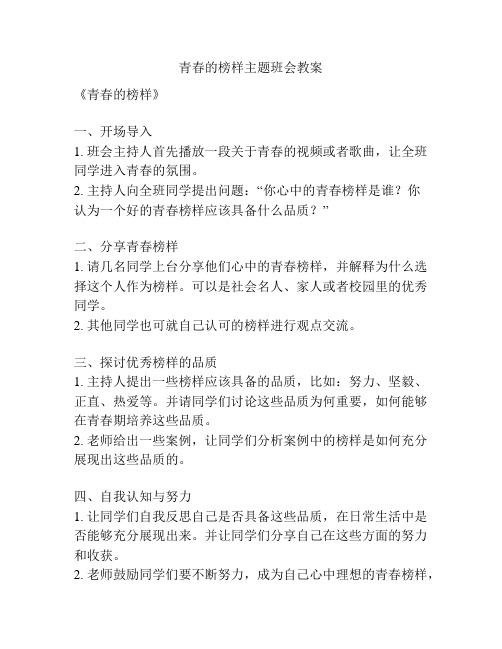 青春的榜样主题班会教案