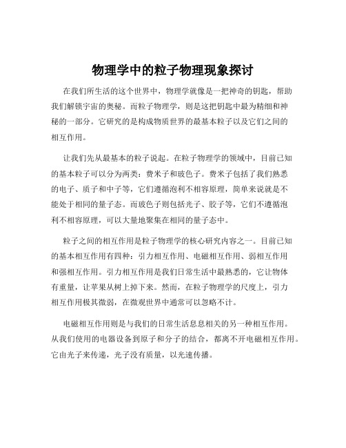 物理学中的粒子物理现象探讨