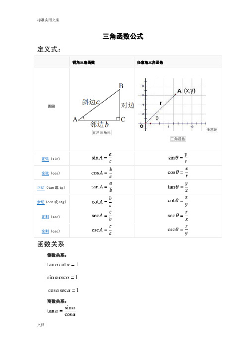 三角函数公式及推导公式