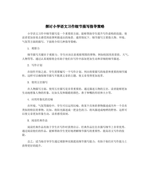 探讨小学语文习作细节描写指导策略