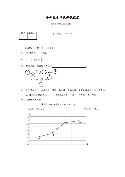 2017春沪教版小学数学毕业考试试卷(第三部分)[精品]