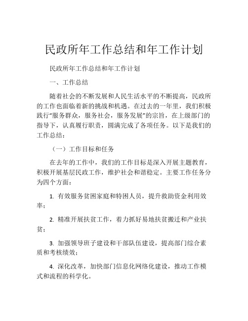 民政所年工作总结和年工作计划