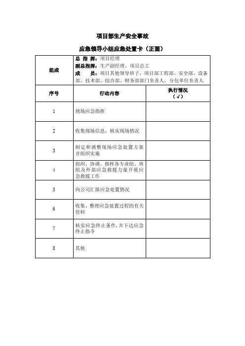 应急领导小组应急处置卡(模板)