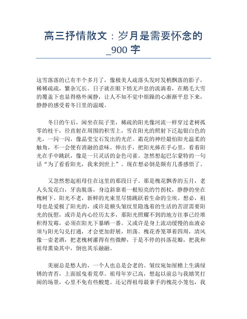 高三抒情散文：岁月是需要怀念的_900字