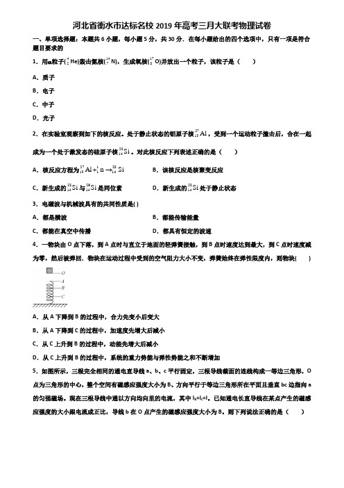 河北省衡水市达标名校2019年高考三月大联考物理试卷含解析