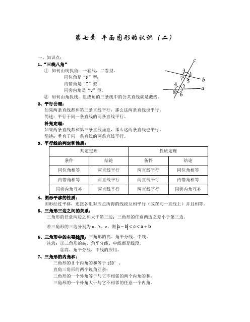 苏教版七年级下册数学知识点总结