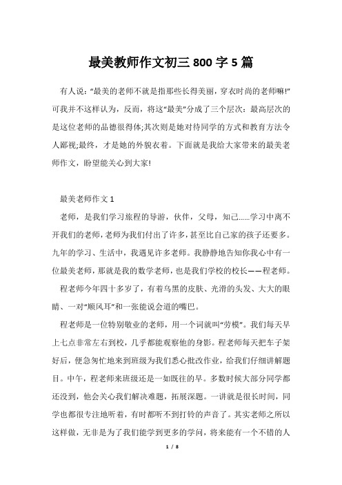 最美教师作文初三800字5篇