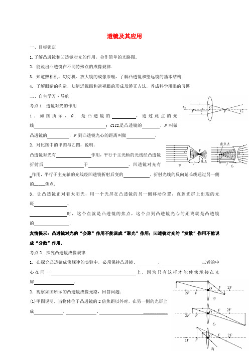 中考物理一轮复习 第五章 透镜及其应用导学案4(无答案)