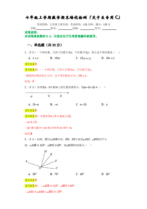 七年级上册数末培优检测(尖子生专用C)七年级数学上册期末复习重难点突破(人教版)(解析版)