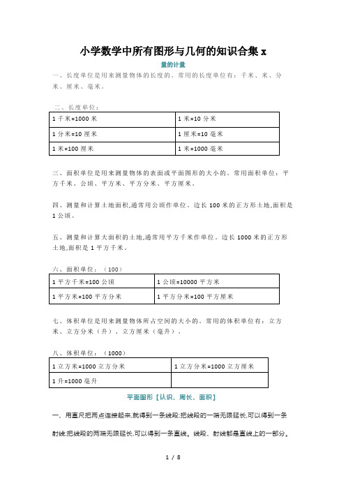 小学数学中所有图形与几何的知识合集