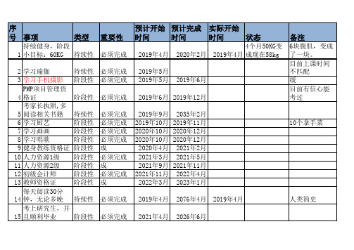 人生3年计划表