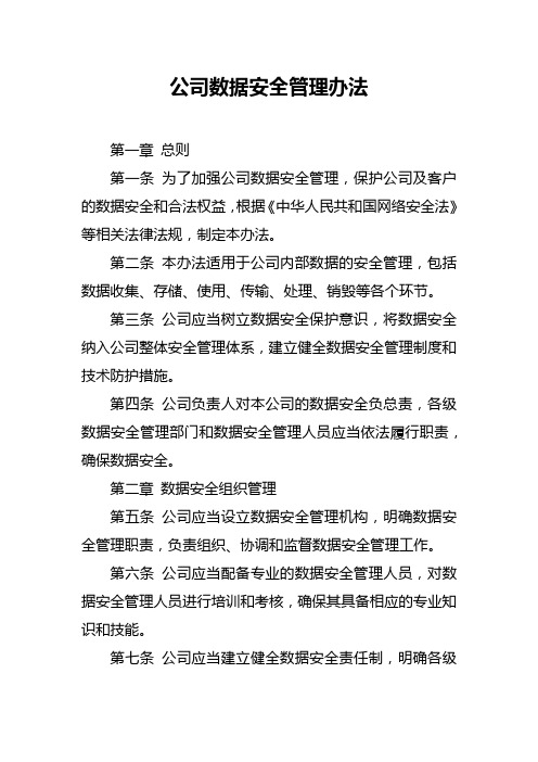 公司数据安全管理办法范文