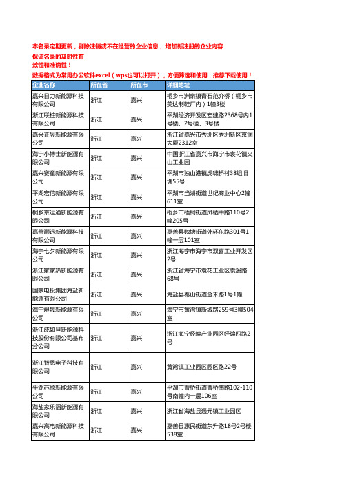 2020新版浙江嘉兴新能源企业公司名录名单黄页联系方式大全81家