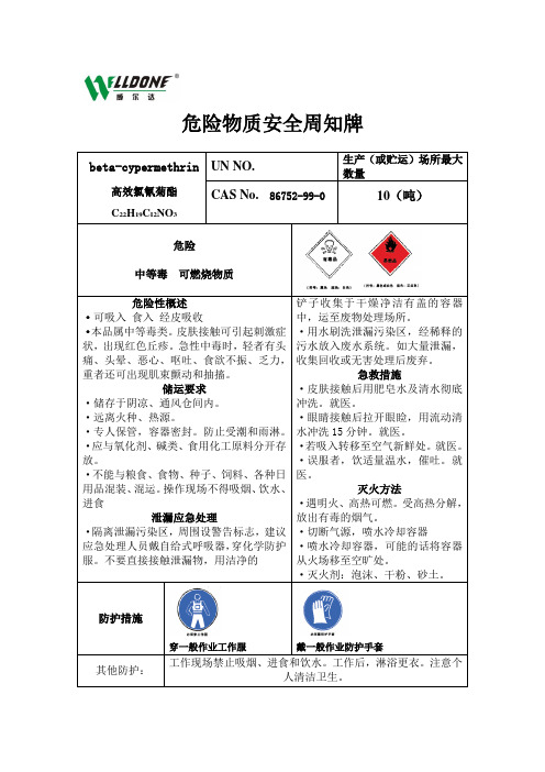 14 危险物质安全周知牌(高效氯氰菊酯)