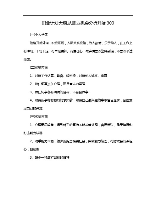 职业计划大纲,从职业机会分析开始300