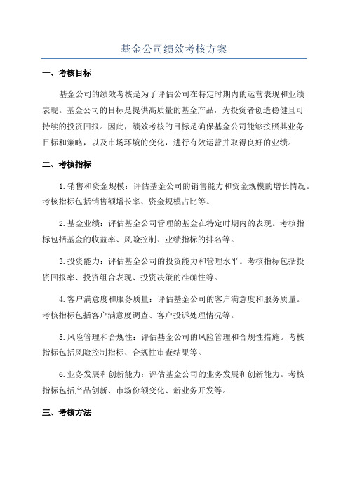 基金公司绩效考核方案