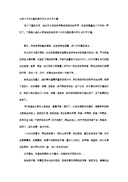 高中作文-以那个冬天为题的高中作文800字5篇