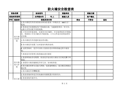 防火墙安全策略检查表模板