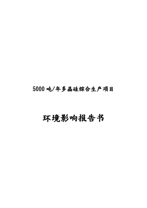 年产5000吨多晶硅综合生产项目环境影响报告书