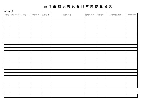 公司设备维修登记表