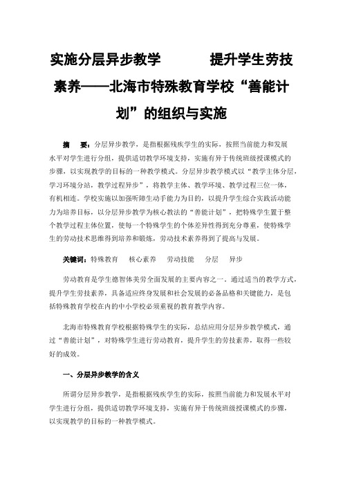 实施分层异步教学提升学生劳技素养——北海市特殊教育学校“善能计划”的组织与实施