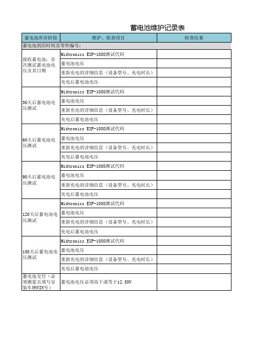 库存蓄电池维护记录表