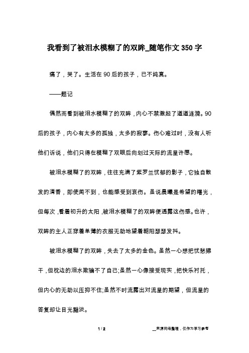 我看到了被泪水模糊了的双眸_随笔作文350字