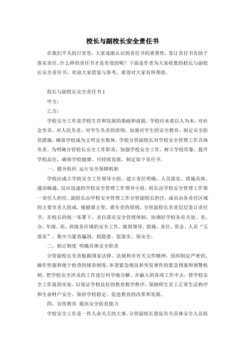 校长与副校长安全责任书