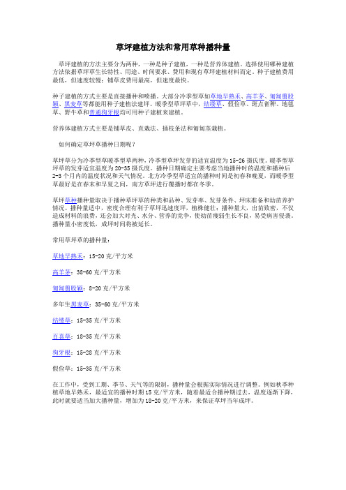 草坪建植方法和常用草种播种量