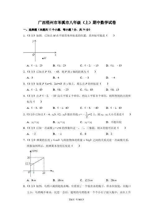 广西梧州市岑溪市八年级(上)期中数学试卷