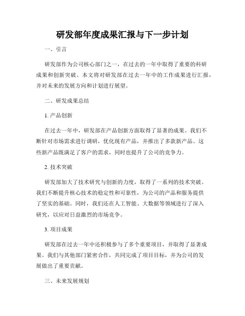 研发部年度成果汇报与下一步计划