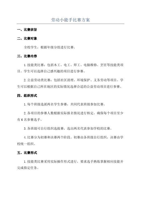 劳动小能手比赛方案