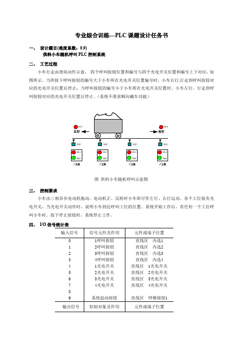 专业综合训练PLC任务书-7页word资料