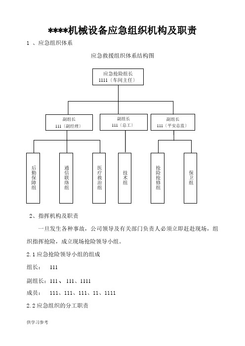 公司应急组织机构组织机构及职责