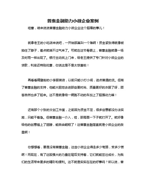 普惠金融助力小微企业案例